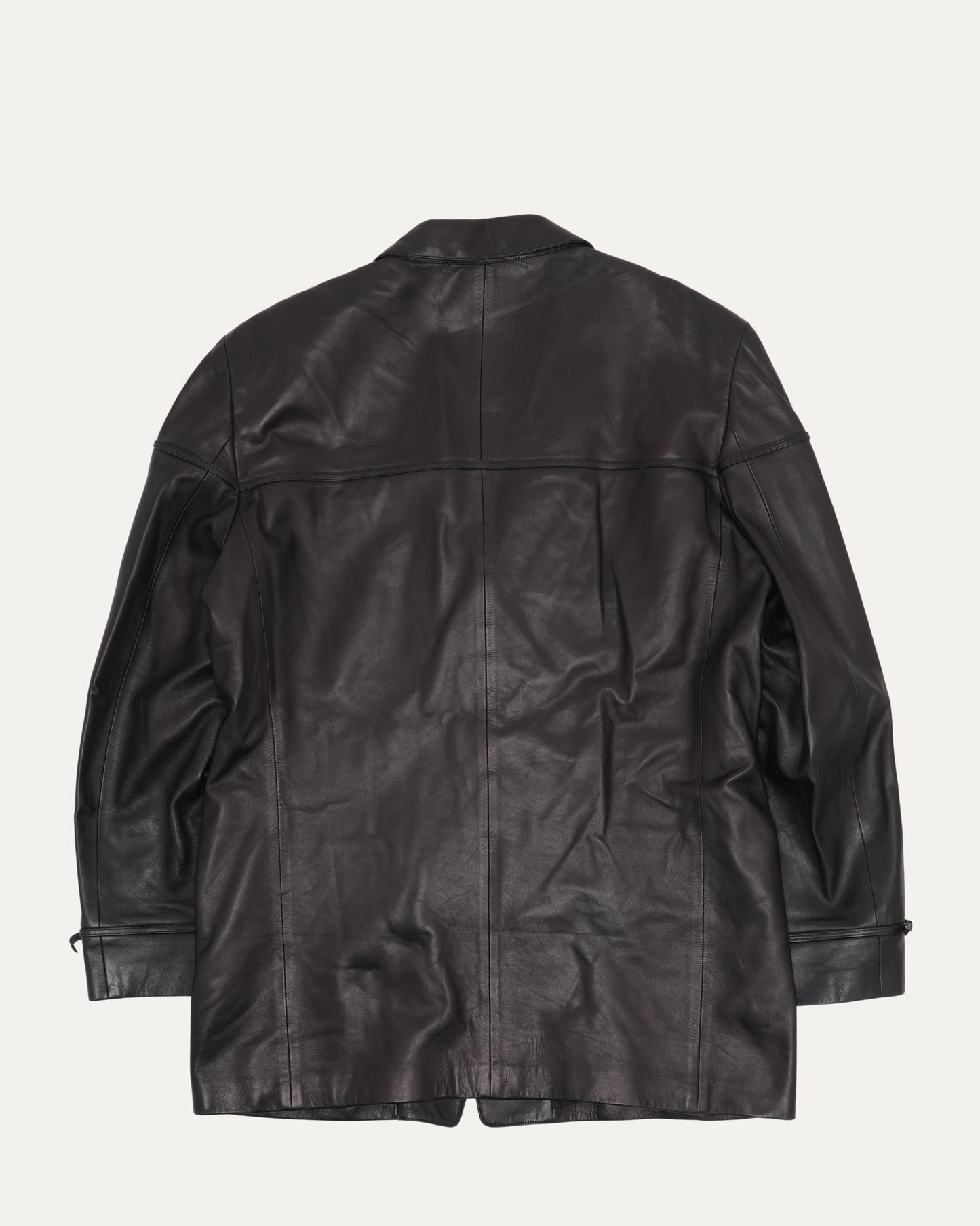 Buckle Accented Leather Blazer