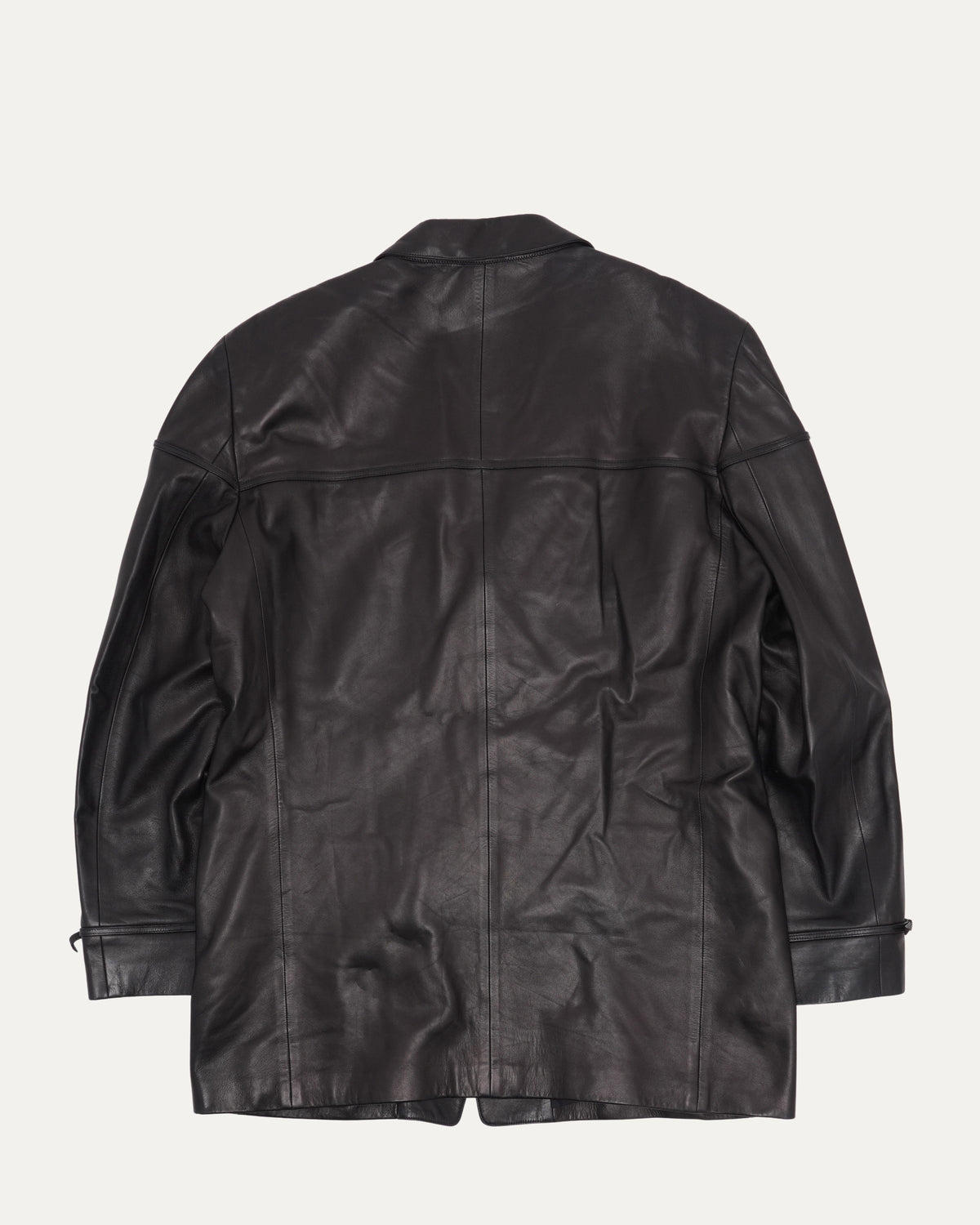 Buckle Accented Leather Blazer