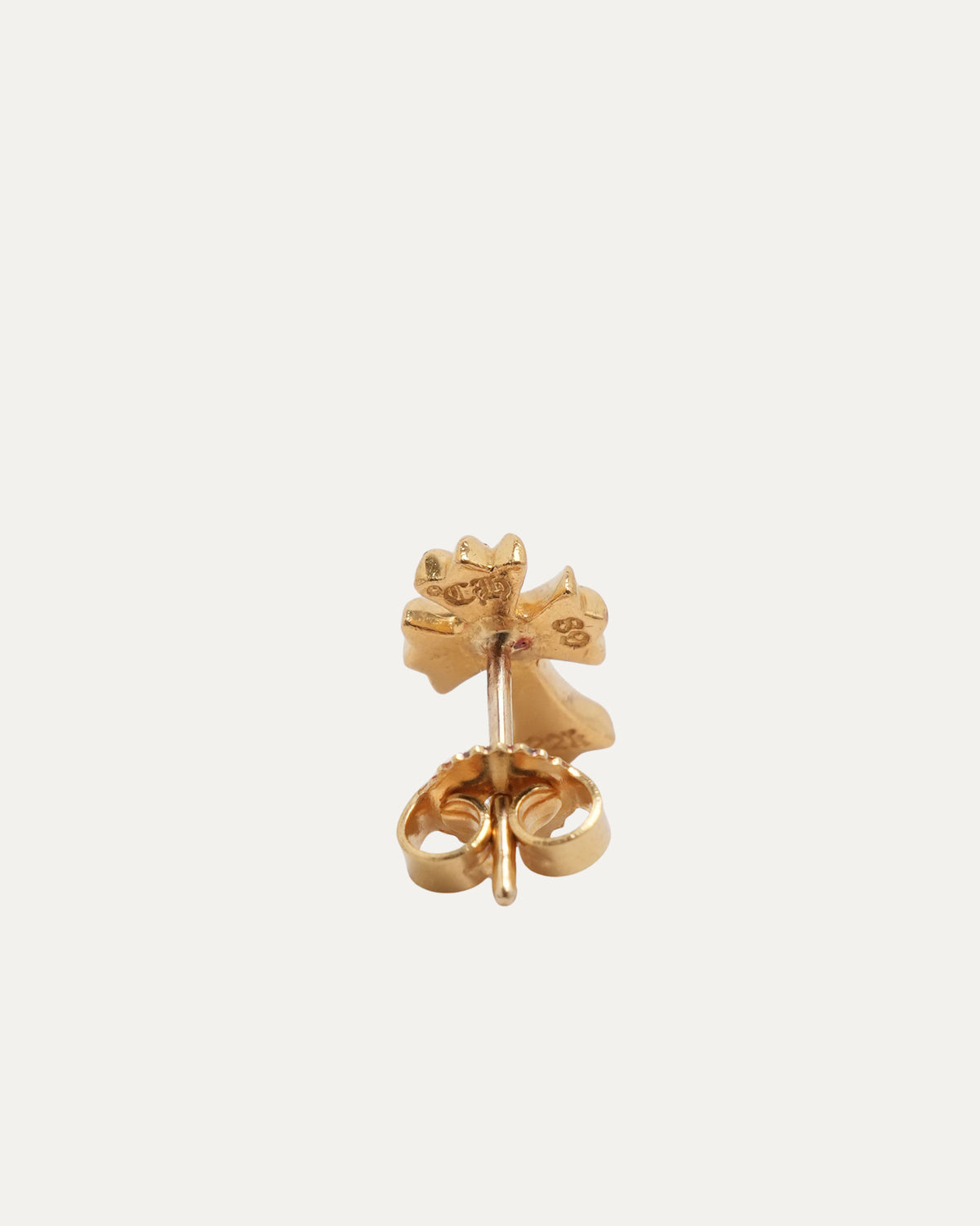 Gold Diamond 2 Fat Cross Earring