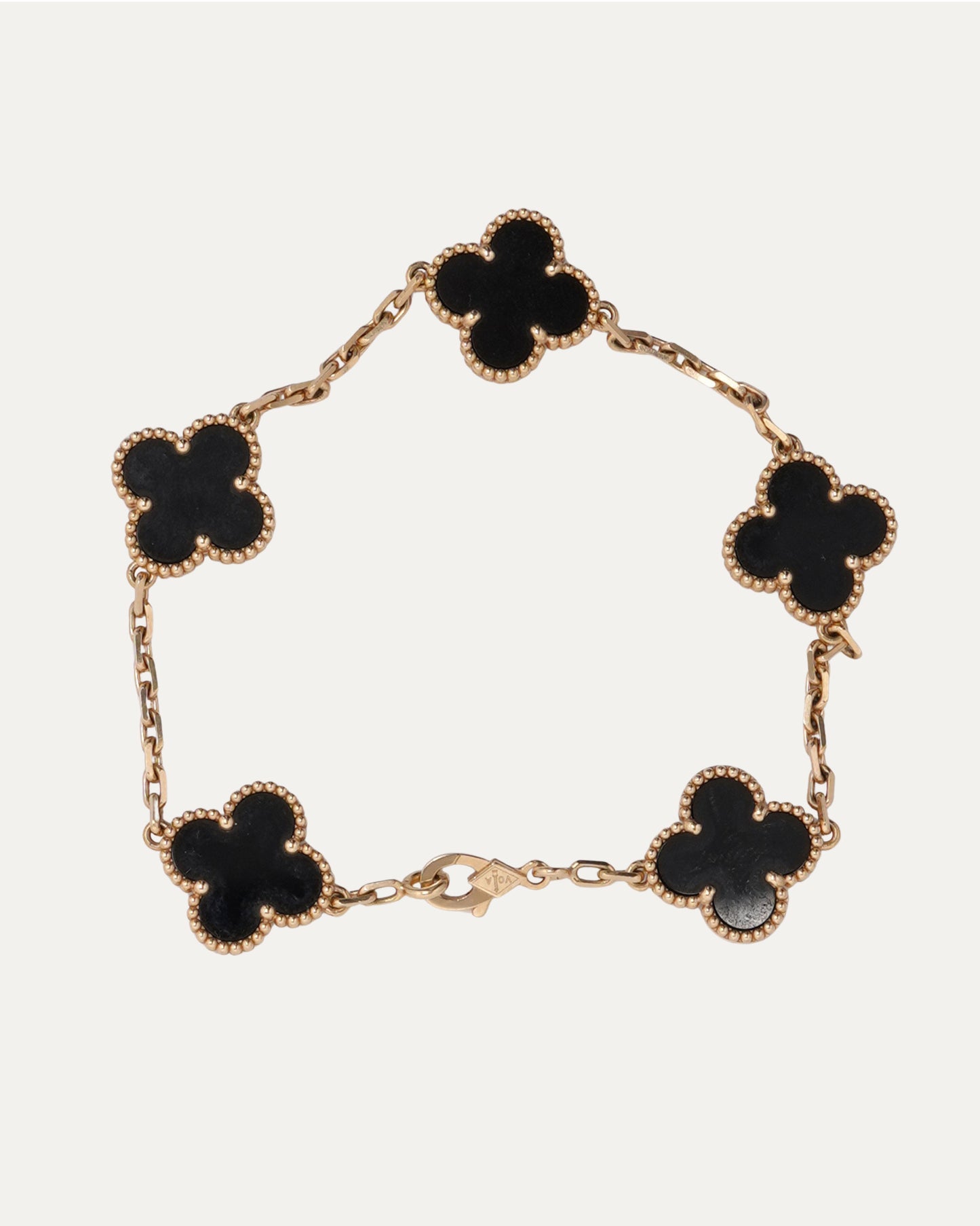 Gold Onyx Vintage Alhambra Bracelet