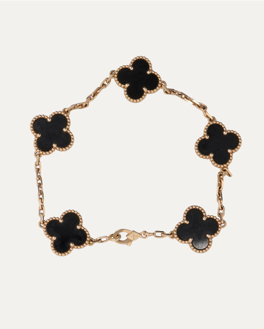 Gold Onyx Vintage Alhambra Bracelet