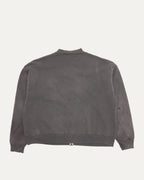 Distressed Zip Up Crewneck Sweatshirt