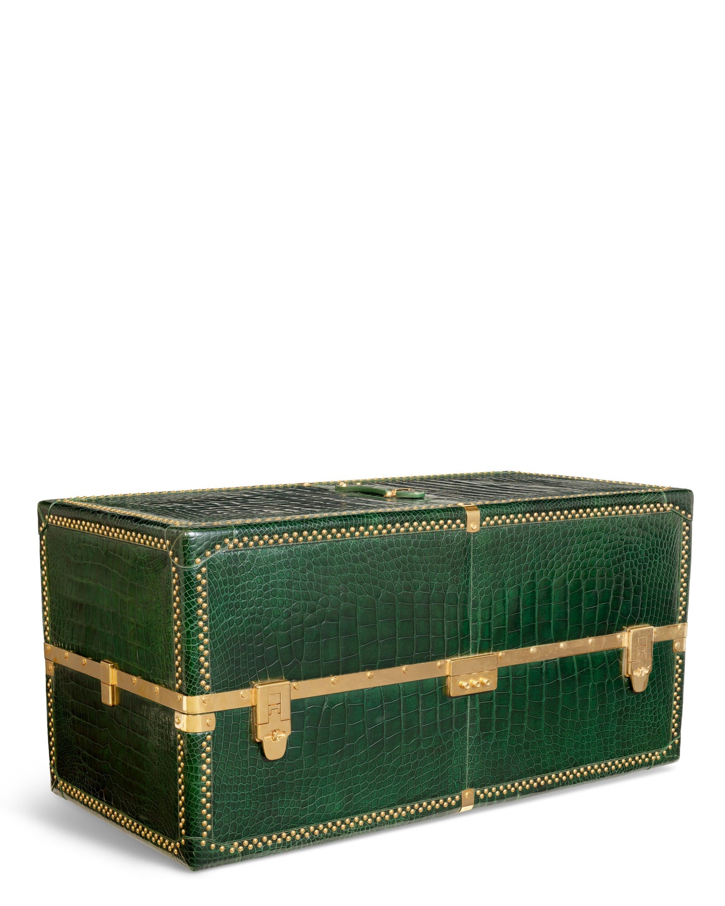 Crocodile Steamer Trunk w/ Gold Hardware
