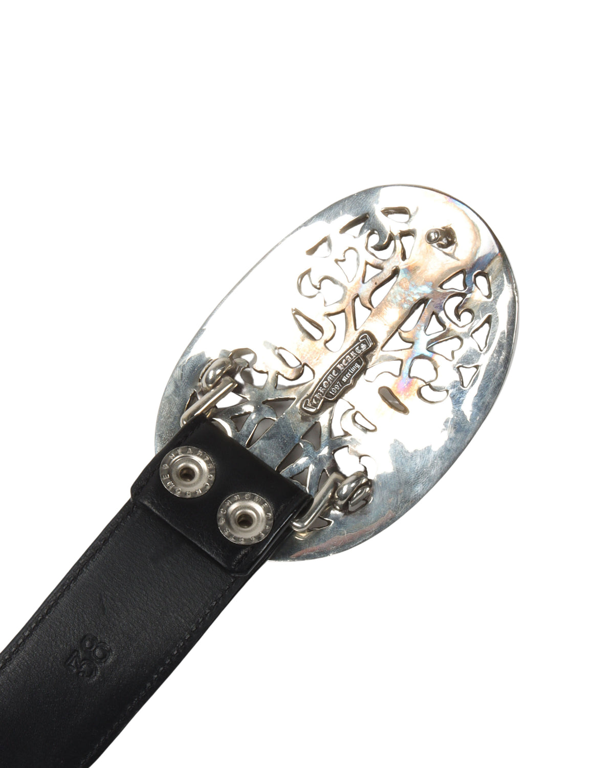 Leather Belt with XXL Oval Cross Buckle