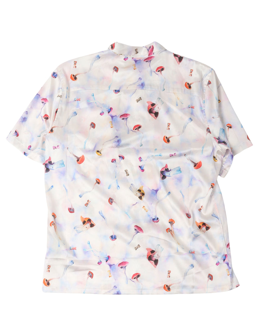 Silk Pychedelic Mushroom Button Down Shirt