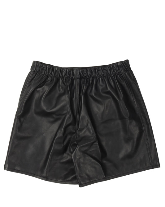 Lamb Leather Cross Patch Shorts