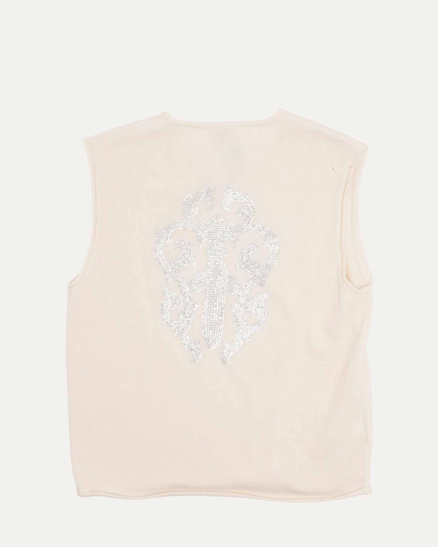 Rhinestone Embellished Cashmere Sweater Vest