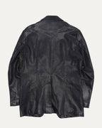 Fleur Yoke Leather Blazer with Diamond Plus Ball Chain Closure