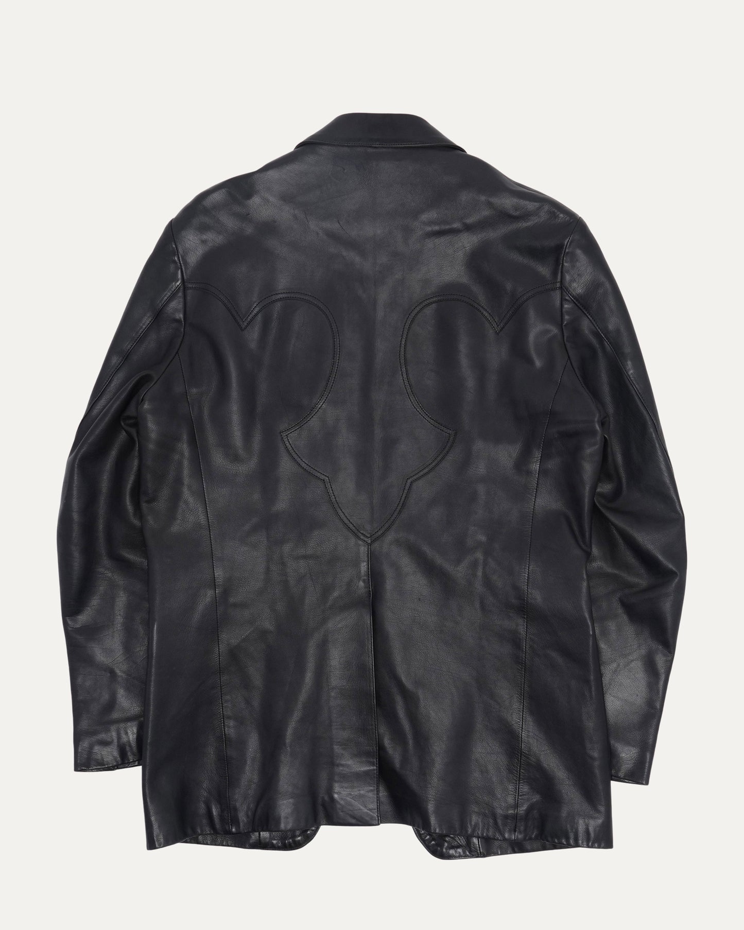 Fleur Yoke Leather Blazer with Diamond Plus Ball Chain Closure