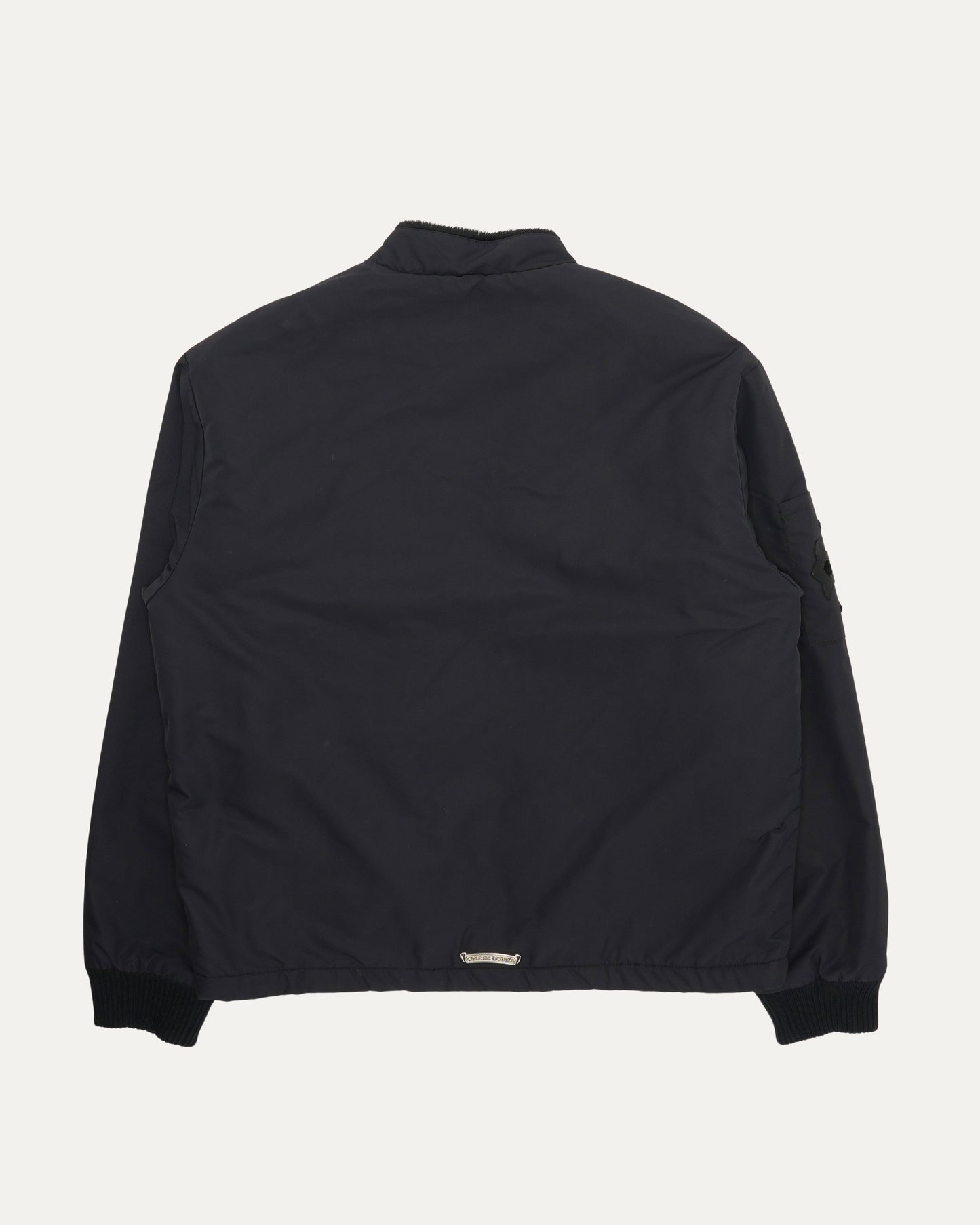 Faux Fur Lined Cobra Cross Patch Racing Jacket