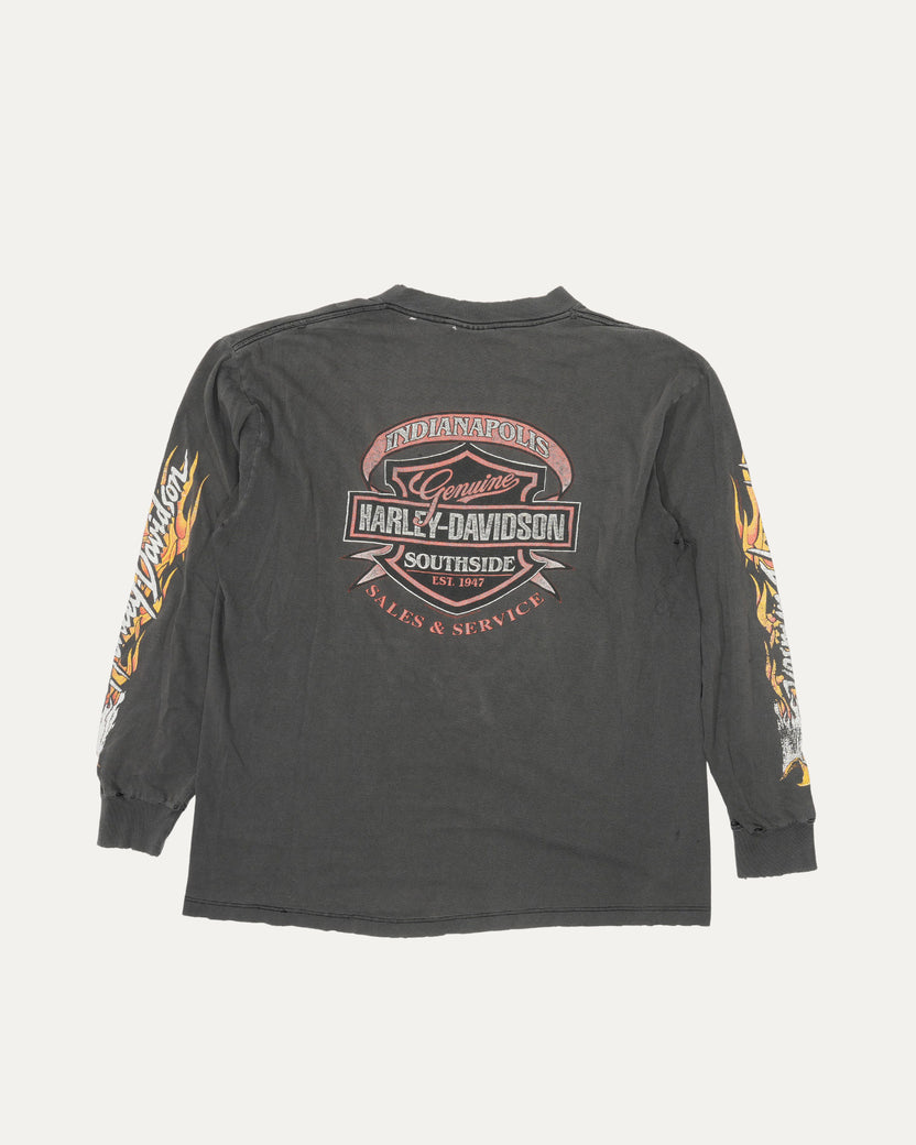 Harley Davidson Indianapolis Flame Eagle Long Sleeve T-Shirt