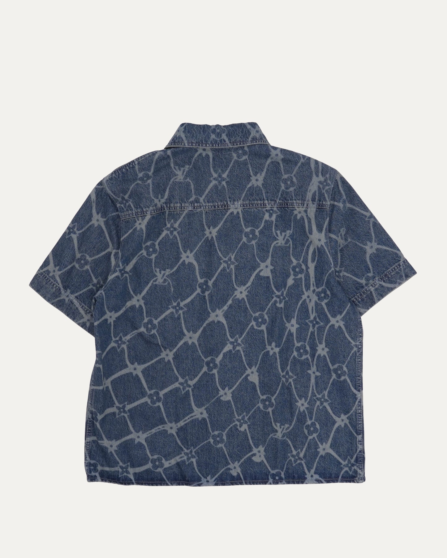 Chain Monogram Short Sleeve Denim Shirt