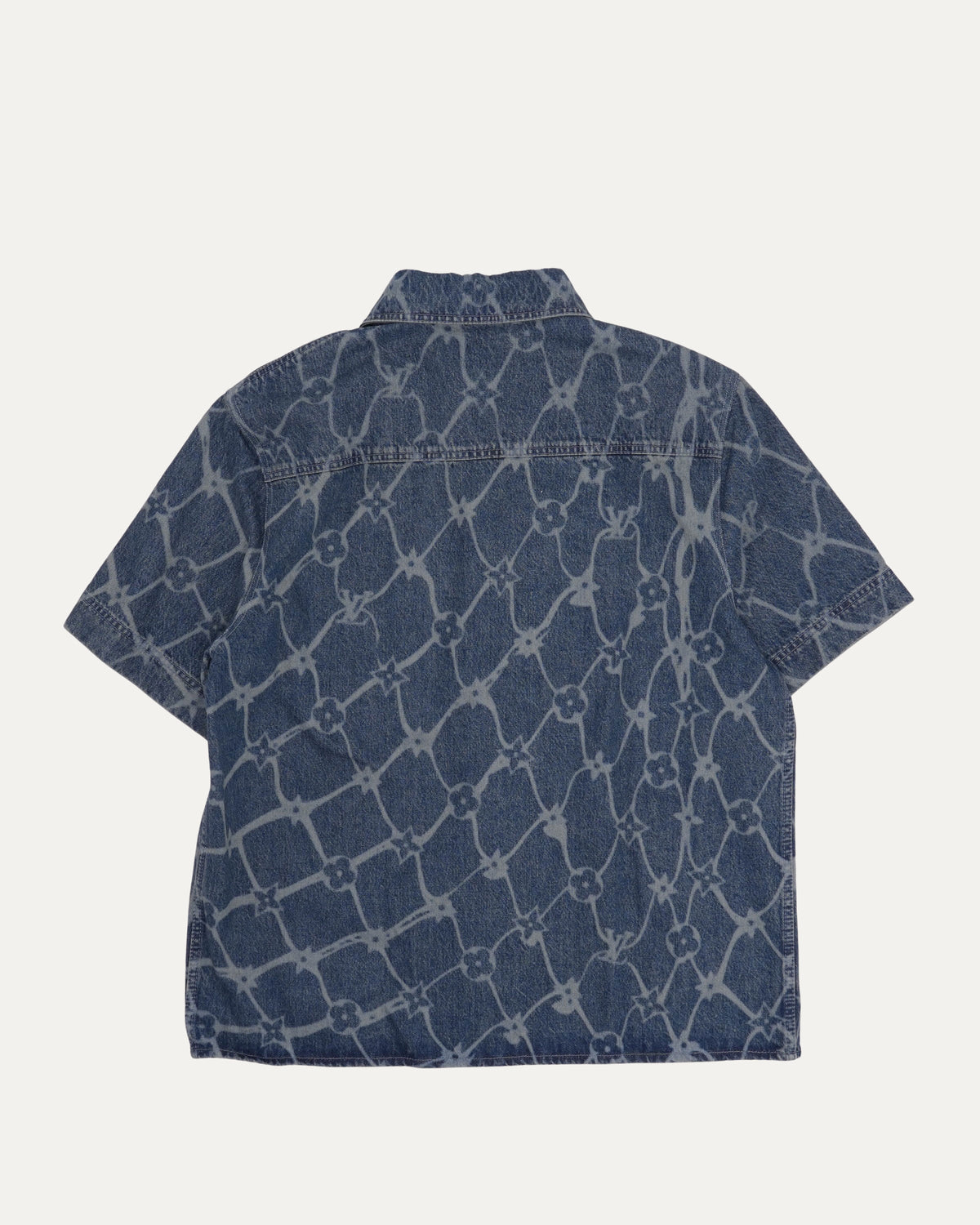 Chain Monogram Short Sleeve Denim Shirt