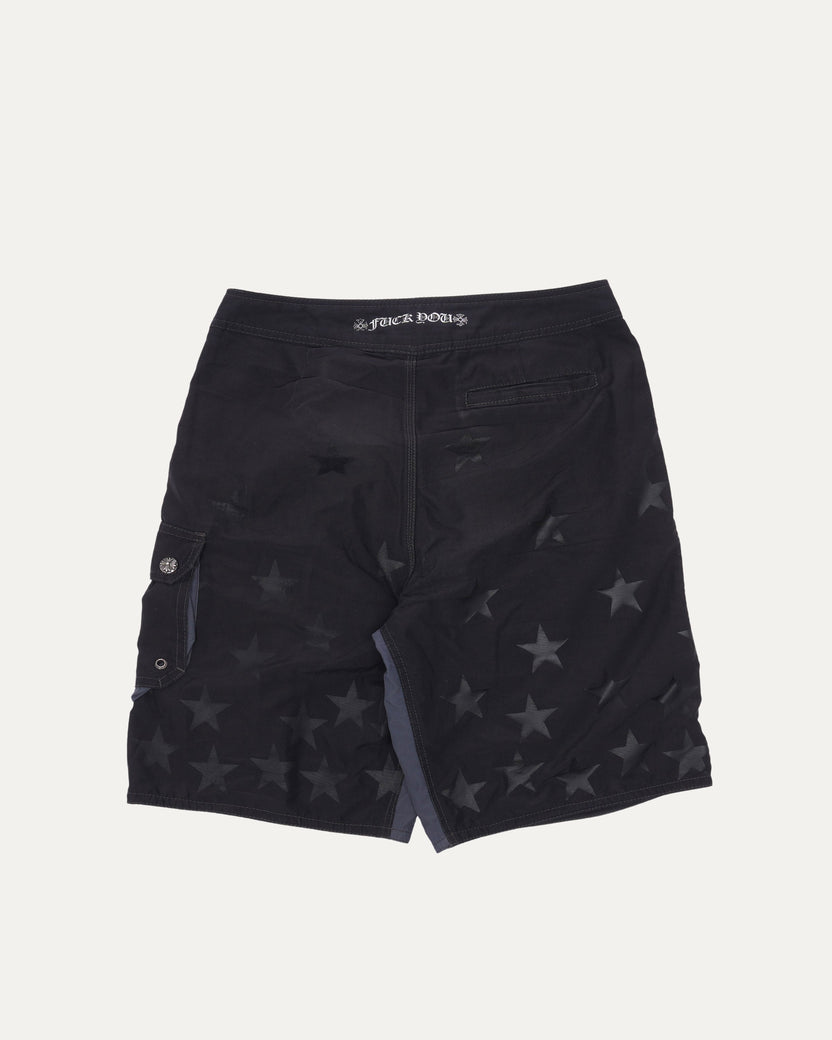 Plus Cross Patch Star Motif Board Shorts