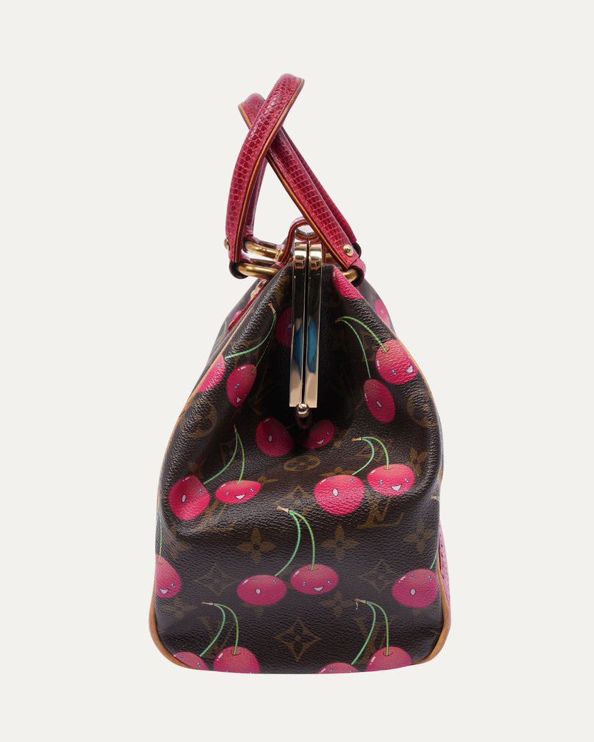 Murakami Monogram Cerises Lizard Sac Fermoir MM