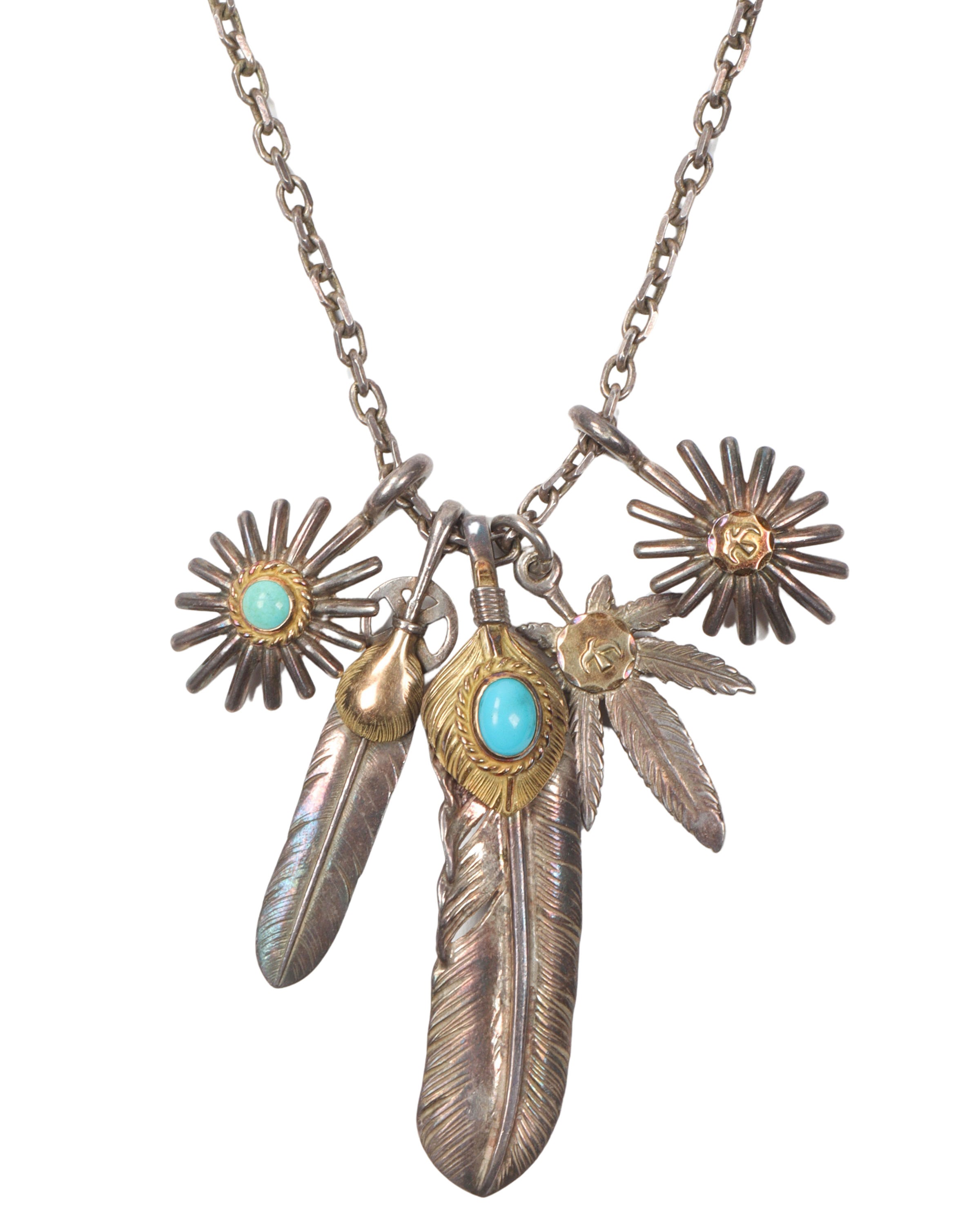 XL Turquoise Feather Pendant Necklace
