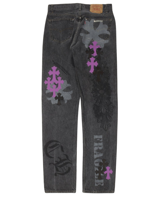 Online Exclusive Cross Patch Stencil Jeans