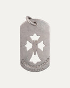 Diamond Cross Cut Out Dagger Dog Tag Pendant