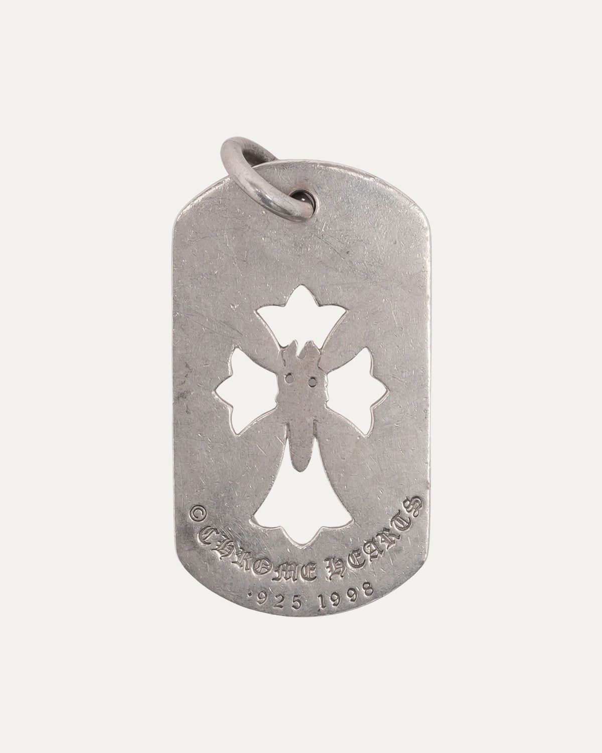 Diamond Cross Cut Out Dagger Dog Tag Pendant