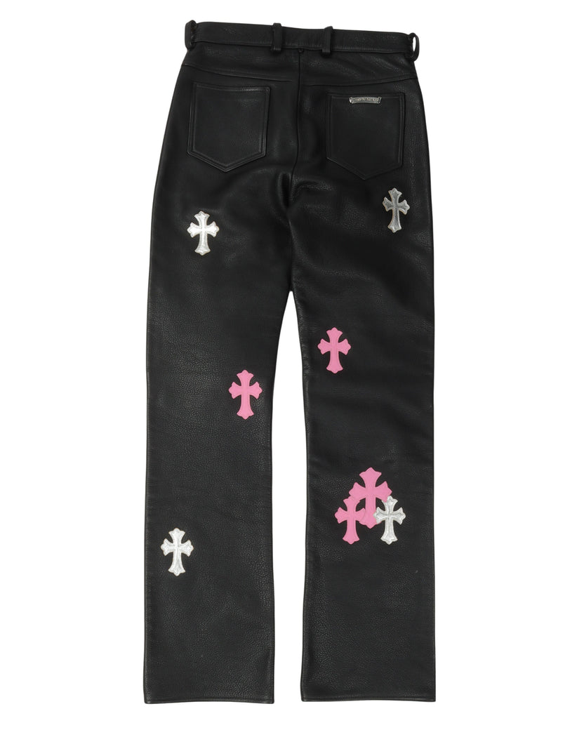 Fleur Knee Leather Cross Patch Pants