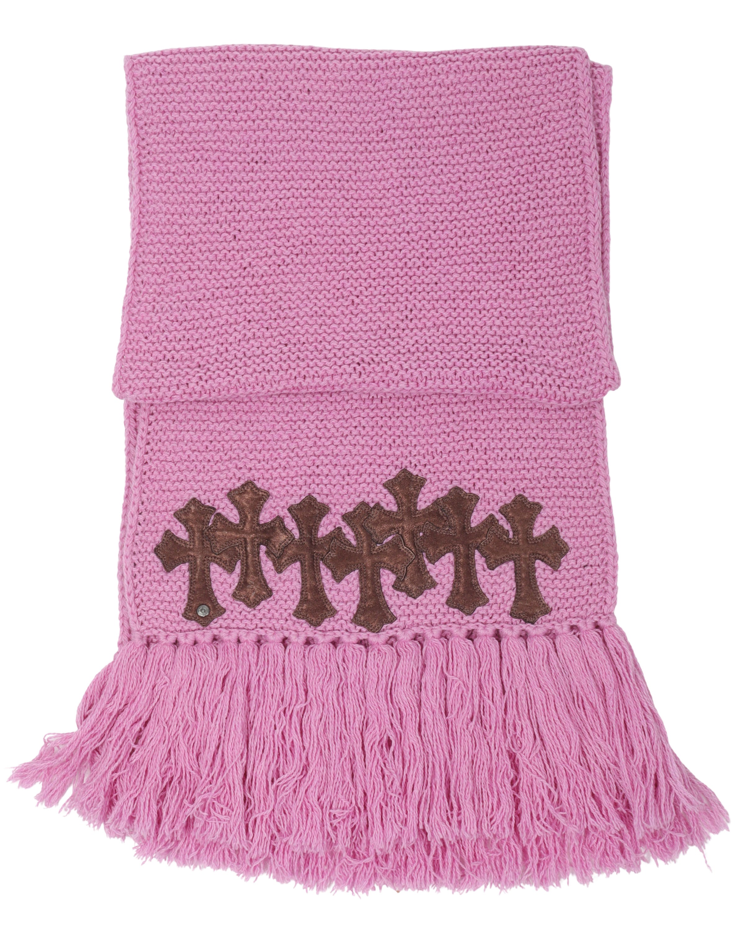 Pink Leather Cross Cashmere Scarf