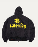 Tape Logo Hooded Bomber Jacket