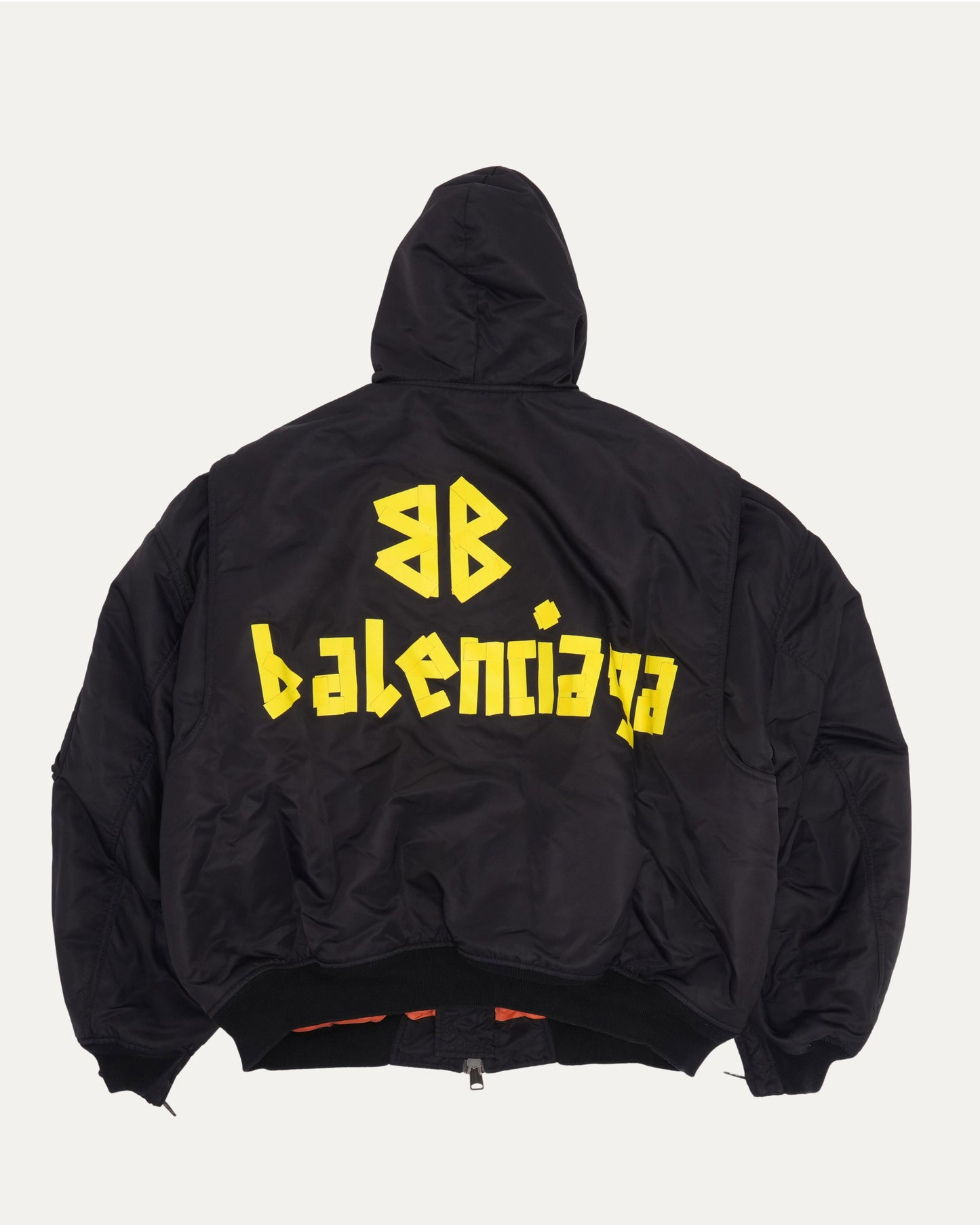 Tape Logo Hooded Bomber Jacket