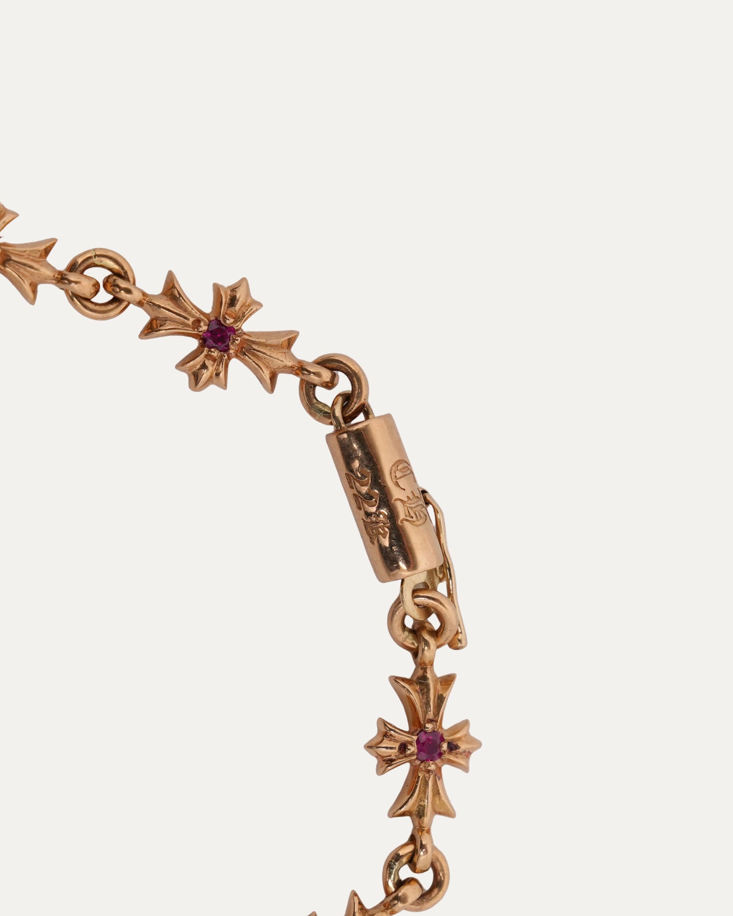 Gold Pink Sapphire Tiny E Bracelet