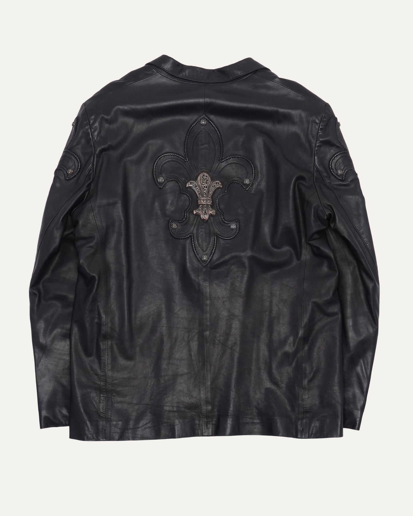 Hermes Scarf Lined Silver Embellished Leather Blazer