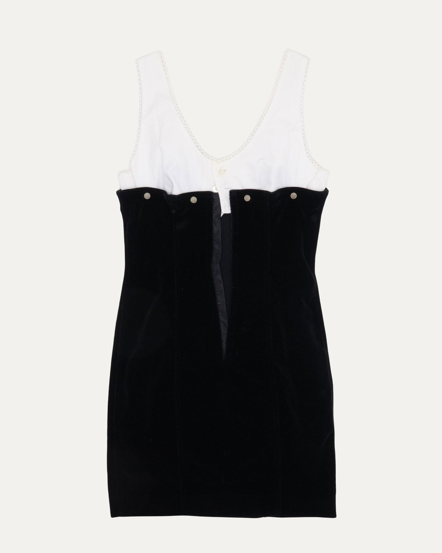 Two-Tone Velvet And Cotton Dress