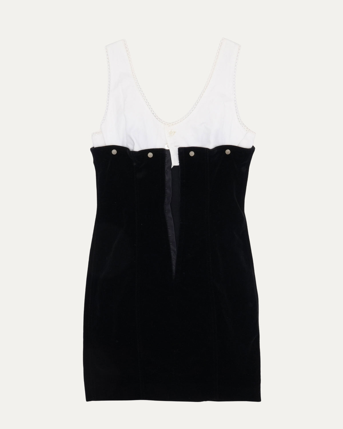 Two-Tone Velvet And Cotton Dress
