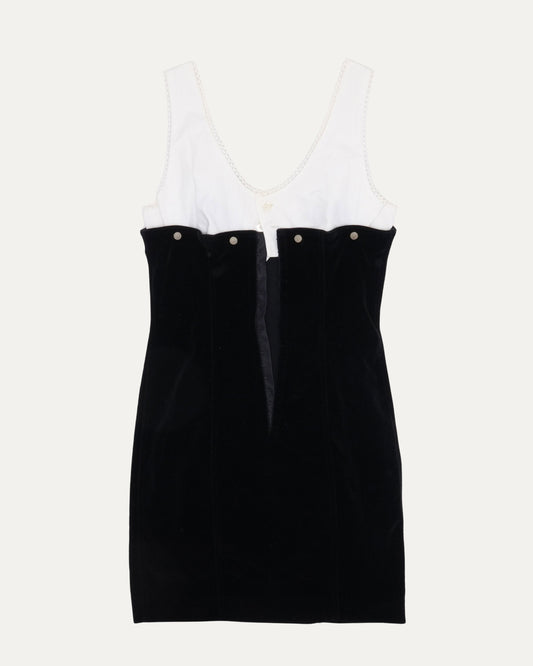 Two-Tone Velvet And Cotton Dress