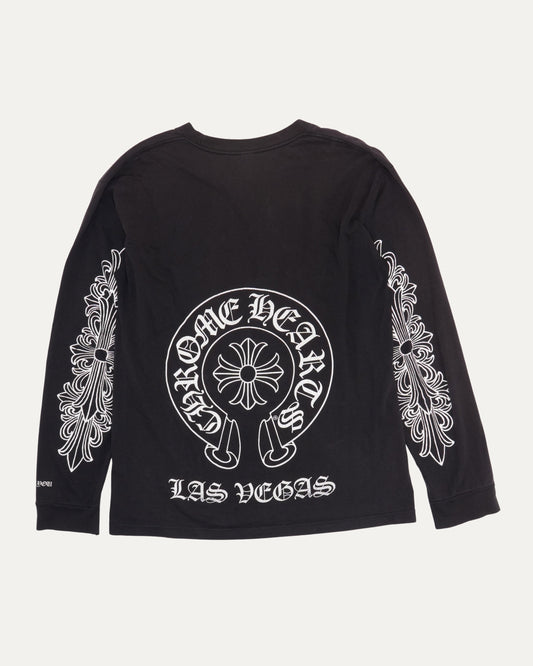 Vintage Las Vegas Horseshoe Logo Long Sleeve Pocket T-Shirt