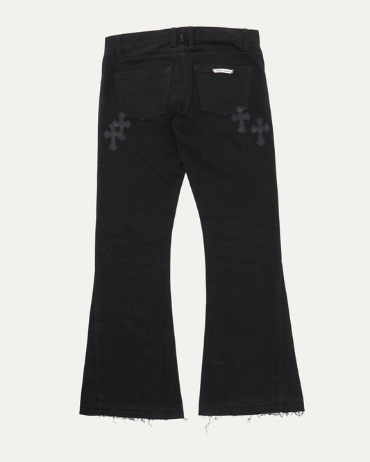 Flared Moleskin Cross Patch Pants