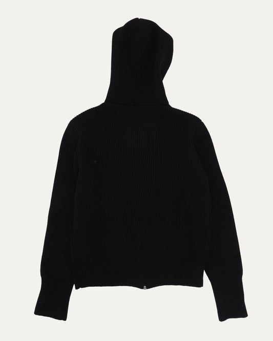 Cemetery Cross Patch Cashmere Zip Up Hooded Sweater