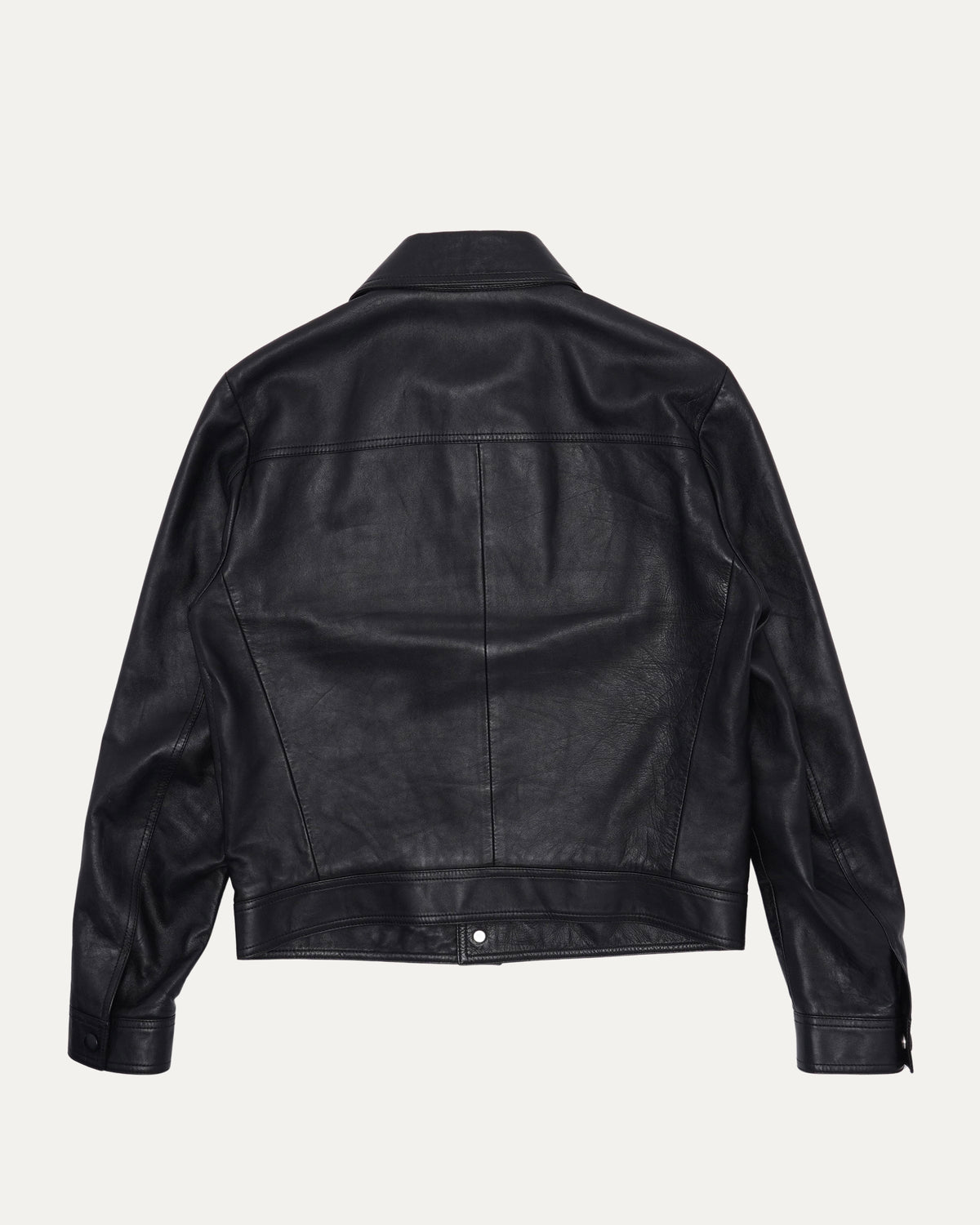 Snap Front Leather Trucker Jacket