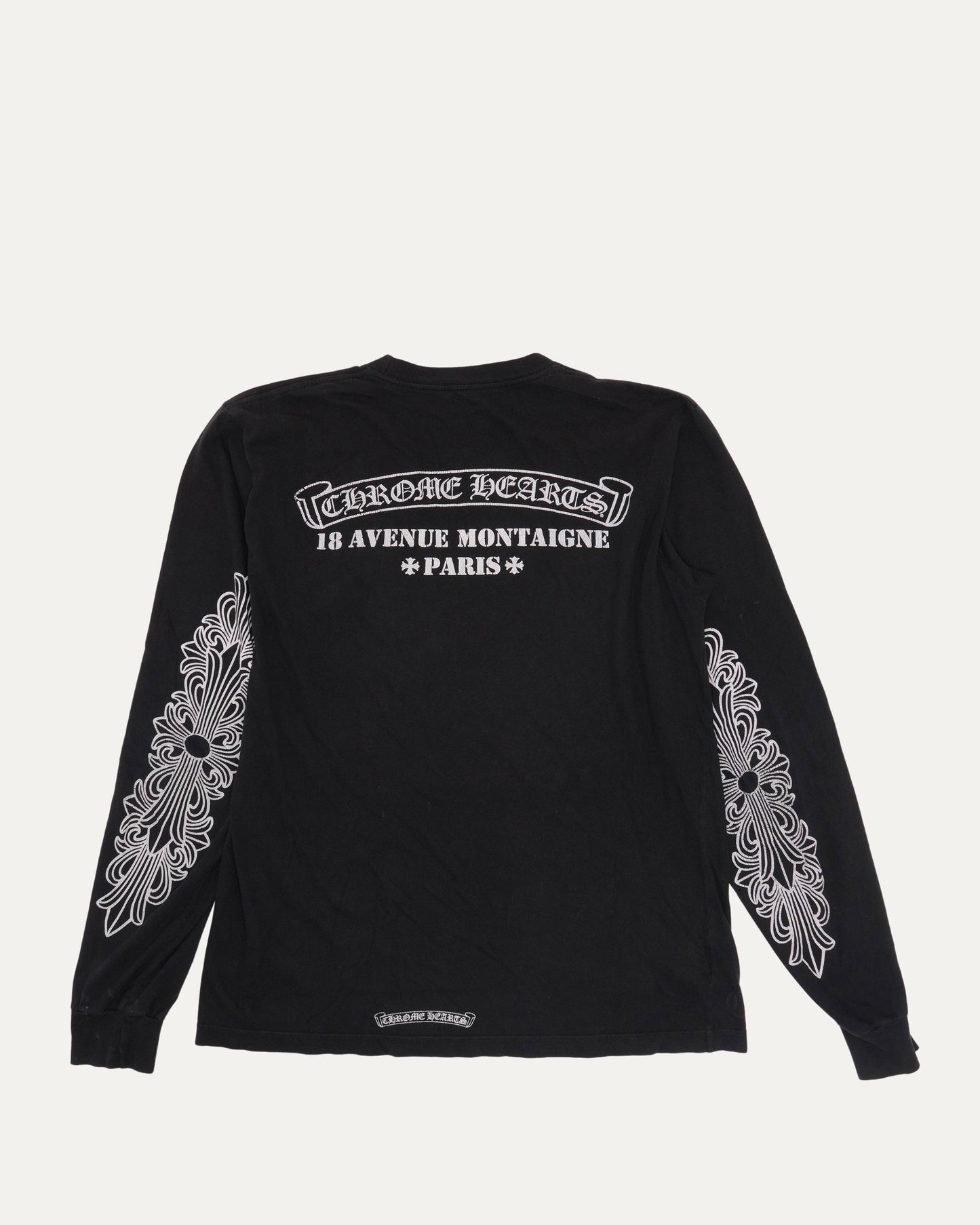 Paris Horseshoe Logo Address Long Sleeve Pocket T-Shirt