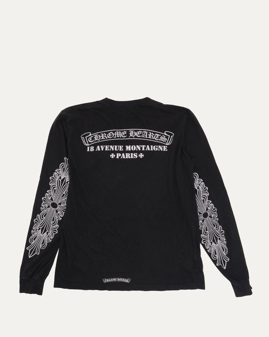 Paris Horseshoe Logo Address Long Sleeve Pocket T-Shirt