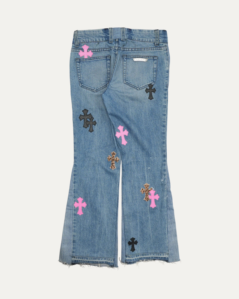 Cross Patch Flared Jeans