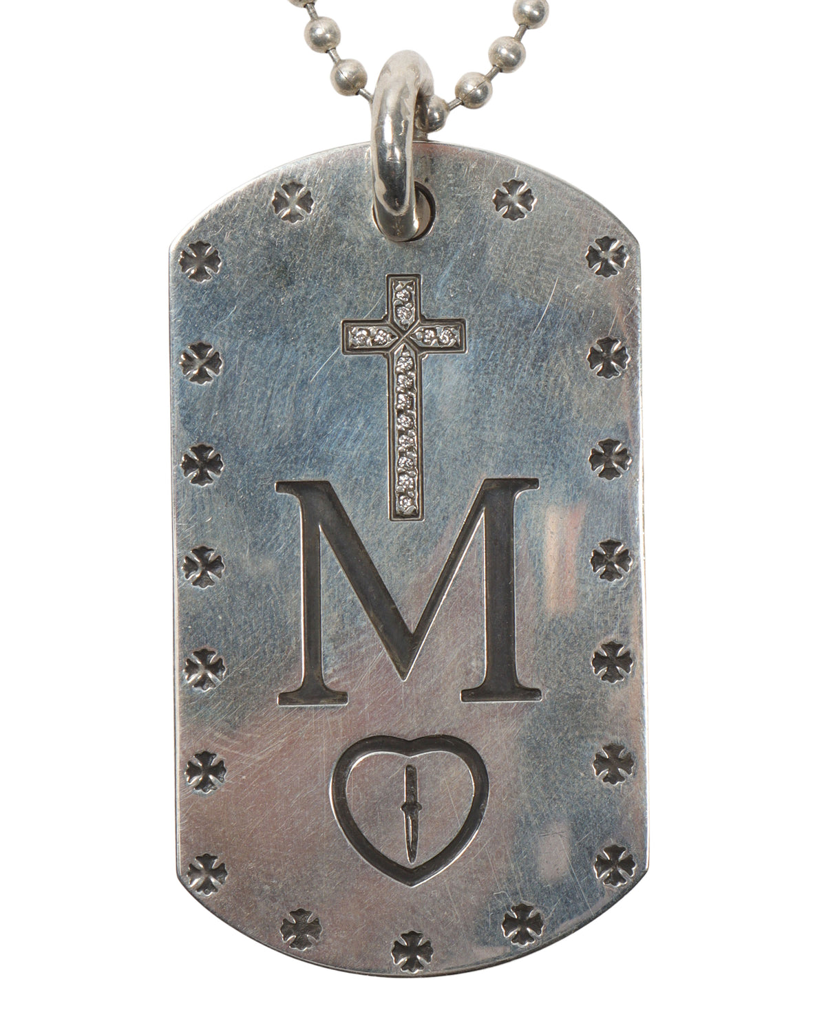 Diamond Mapplethorpe Dog Tag Pendant with Chain