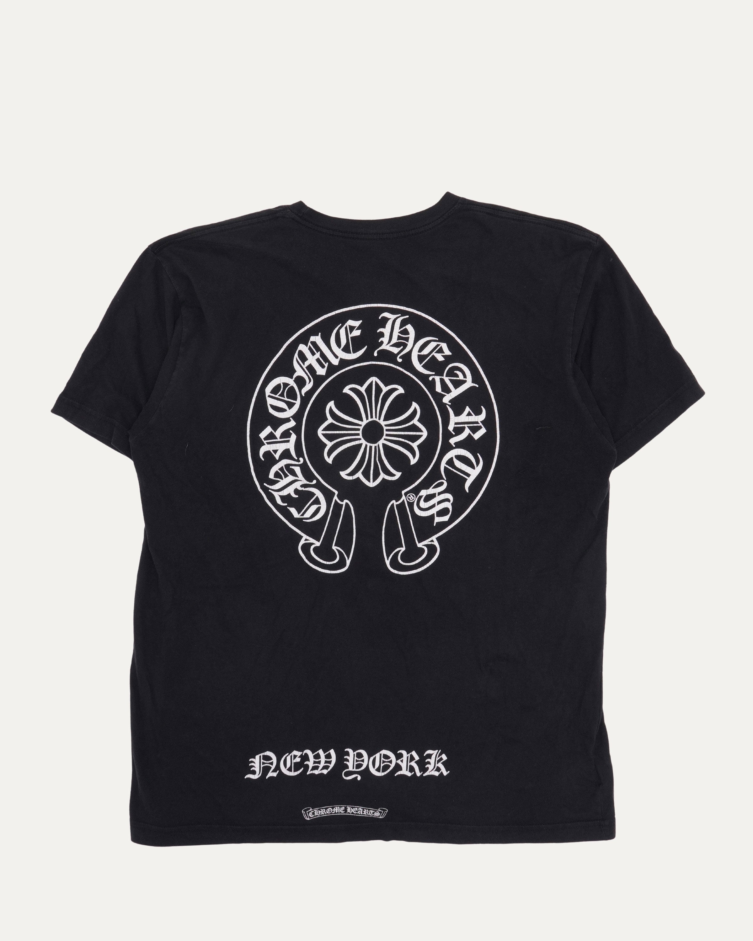 CHROME HEARTS ブラックTシャツ 120/2T Chrome Hearts New York Horseshoe Logo Pocket T-Shirt – Justin Reed