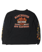 Harley Davidson Flaming Eagle Manchester Long Sleeve Quad Print T-Shirt with Removed Collar
