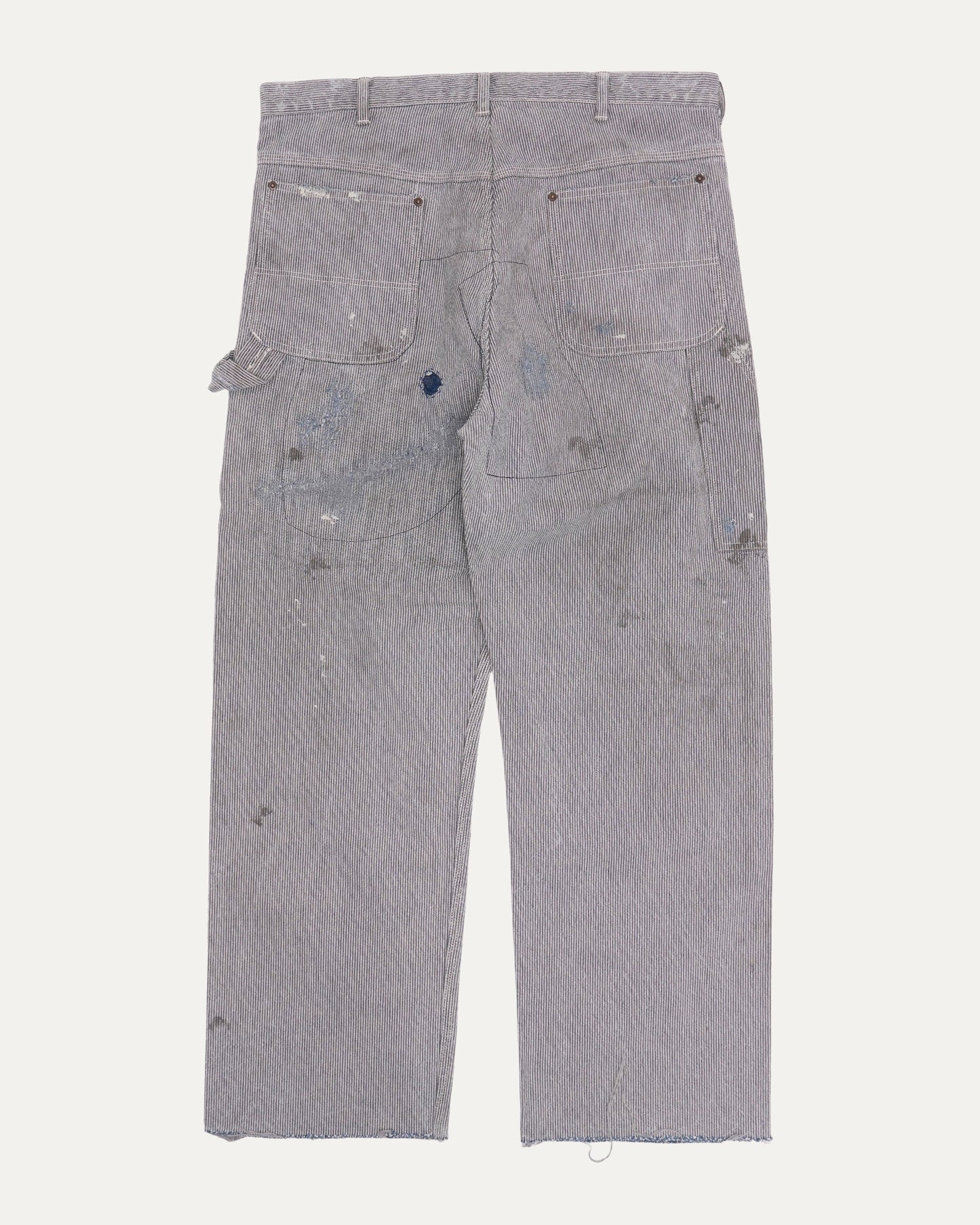 Distressed Hickory Stripe Carpenter Pants