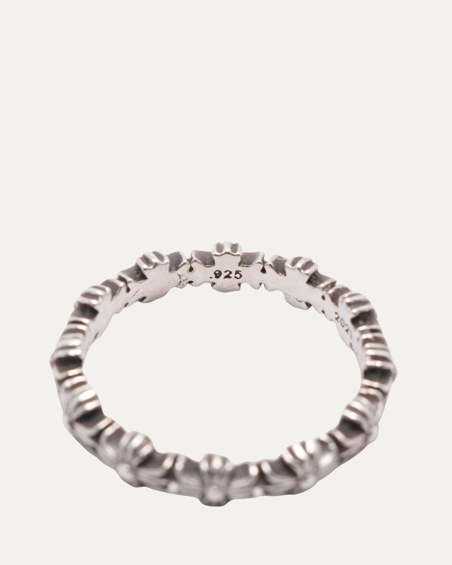 Tiny E Plus Cross Band Ring