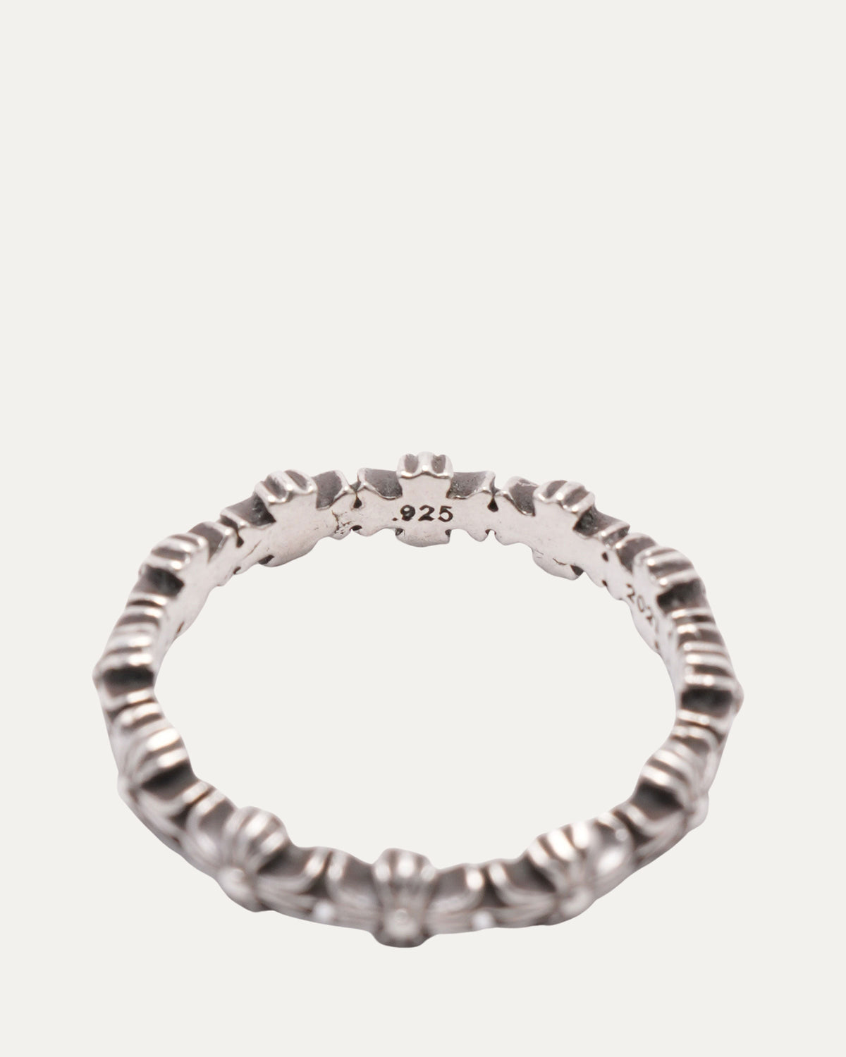 Tiny E Plus Cross Band Ring
