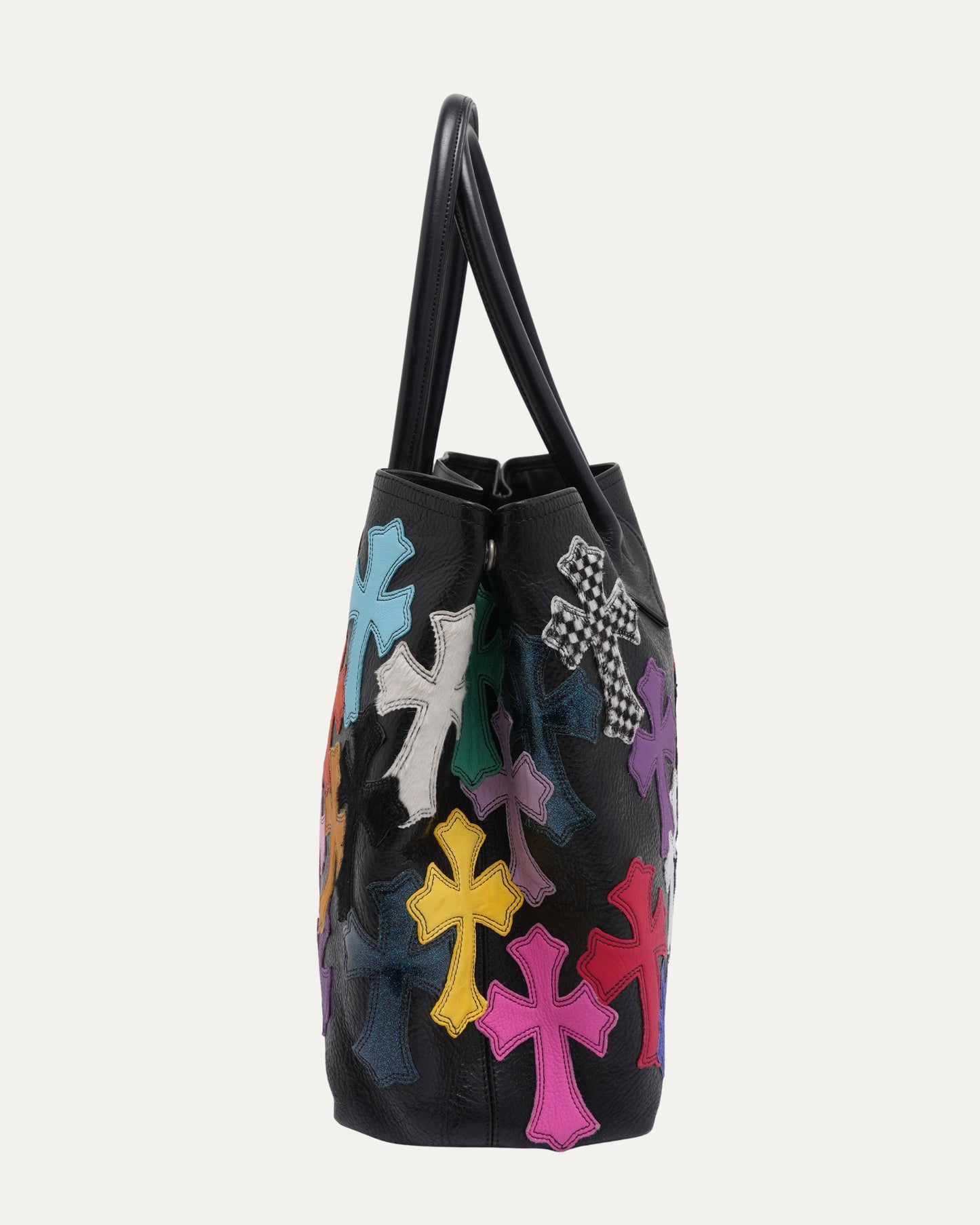 Multicolor Cross Patch Tote Bag