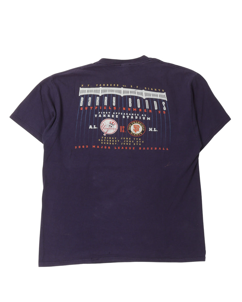 Barry Bonds Yankees 2002 Debut T-Shirt