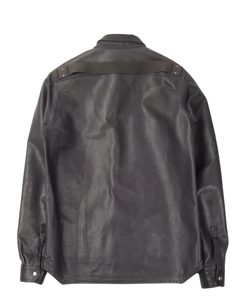 Rick Owens SS19 BABEL Flap Pocket Leather Shirt Jacket