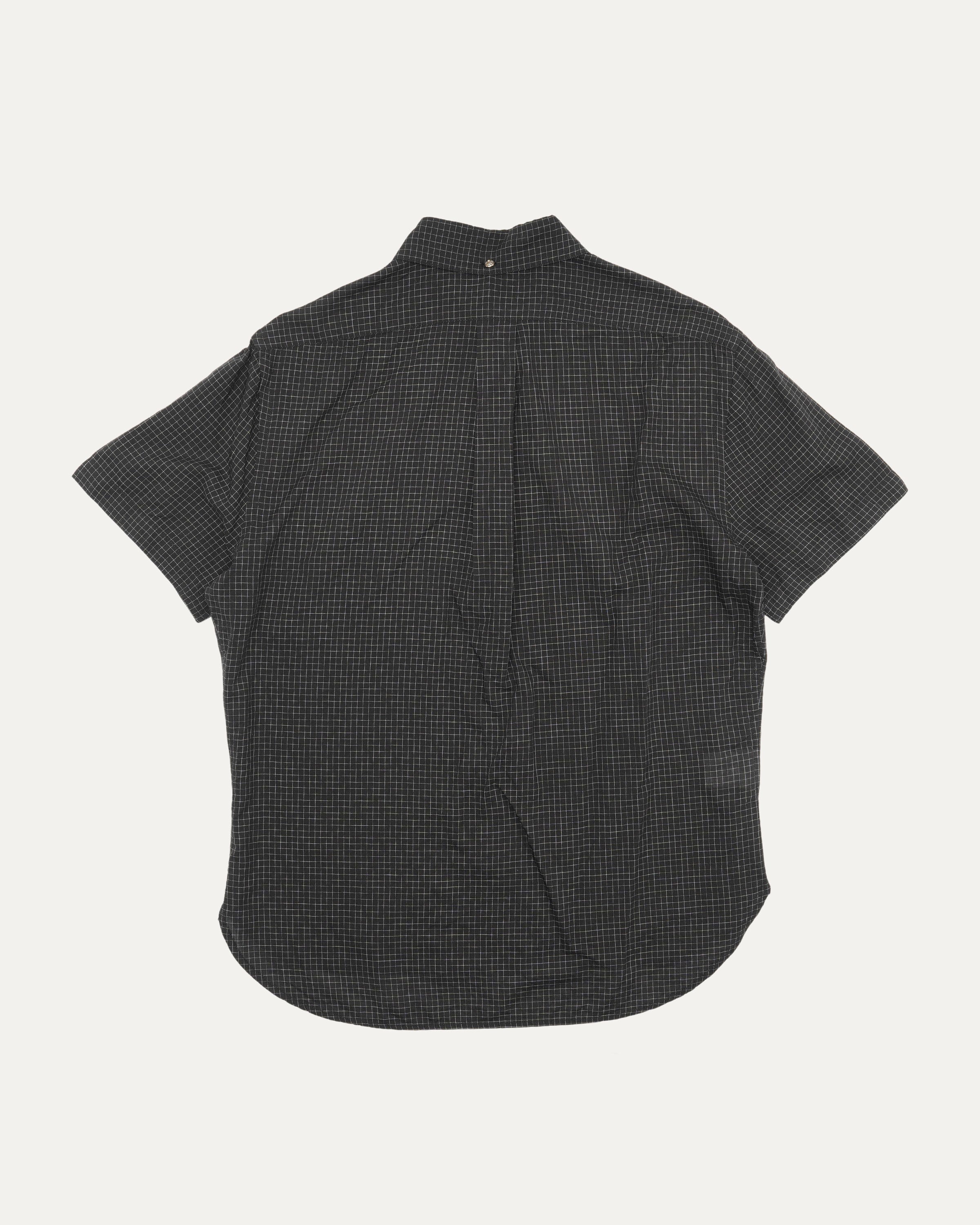 Short Sleeve Grid Print Button Down Shirt