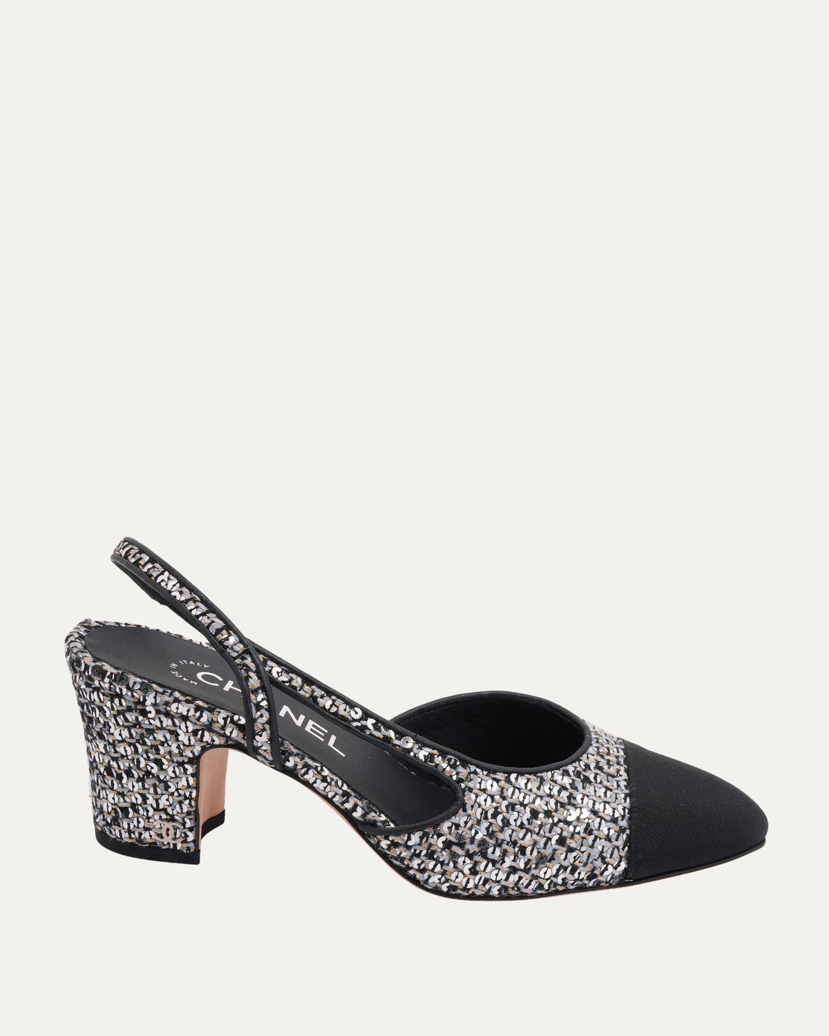 Tweed Sequin Embellished Heels